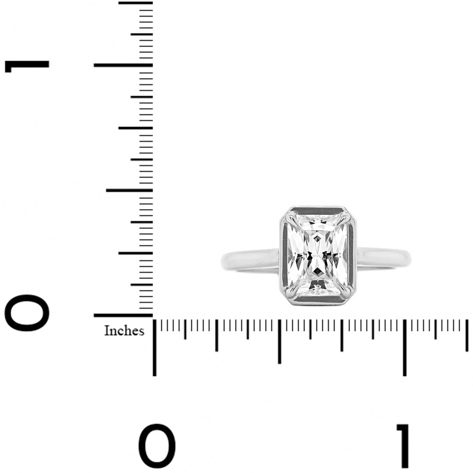Platinum Bezel Set Radiant Cut Diamond Engagement Ring Setting - Image 4