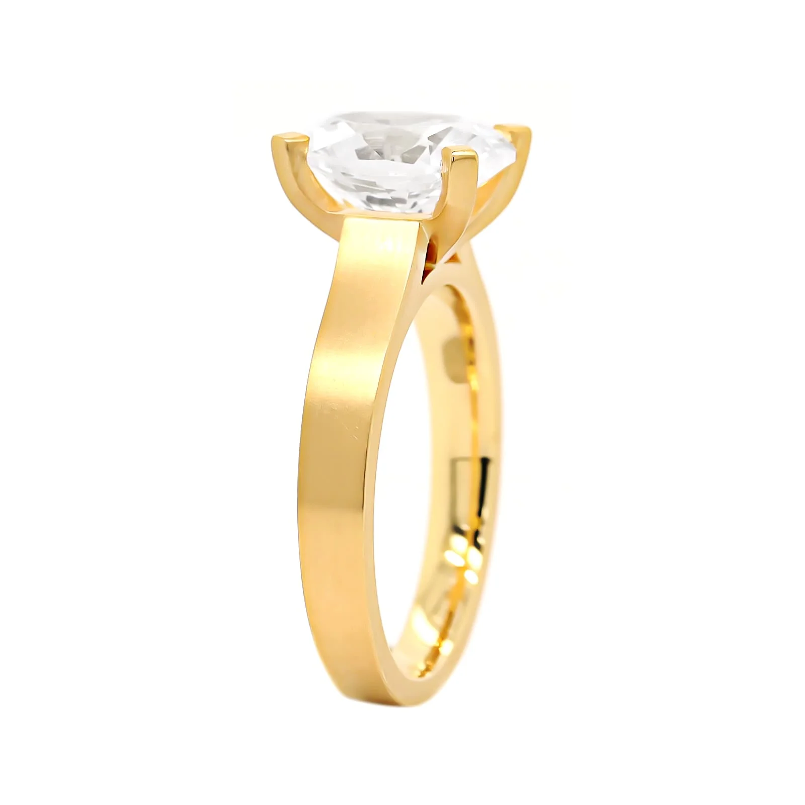 18K Yellow Gold 4 Prong Cathedral Mounted Diamond Engagement Ring Setting - Image 2