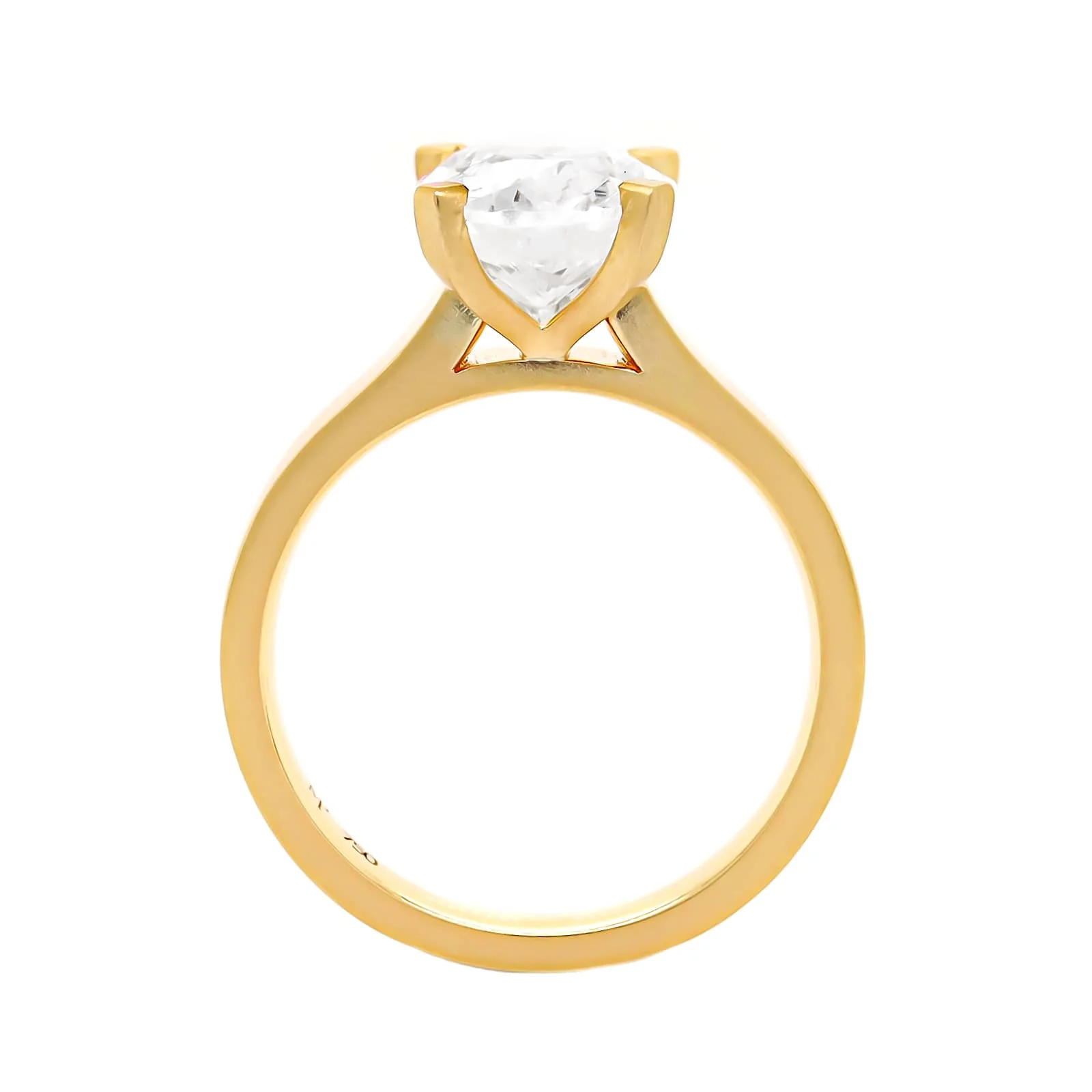 18K Yellow Gold 4 Prong Cathedral Mounted Diamond Engagement Ring Setting - Image 3