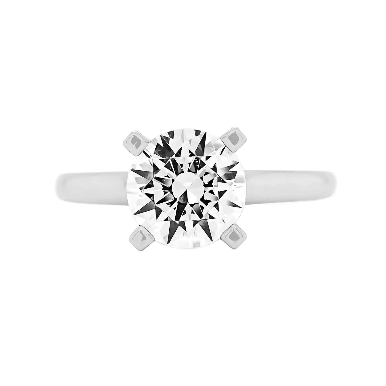 Platinum 4 Prong Cathedral Mounted Round Diamond Engagement Ring Setting