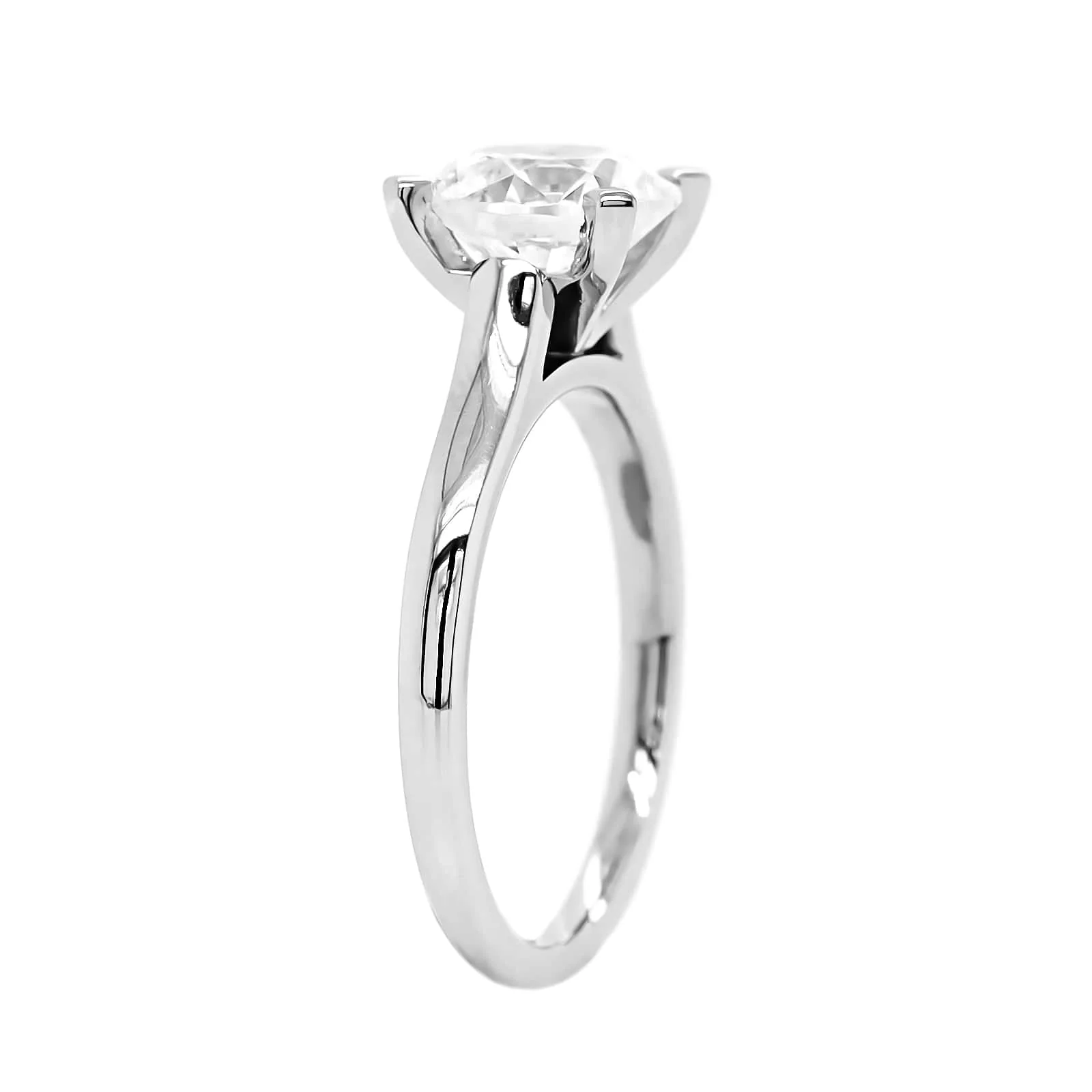 Platinum 4 Prong Cathedral Mounted Round Diamond Engagement Ring Setting - Image 2