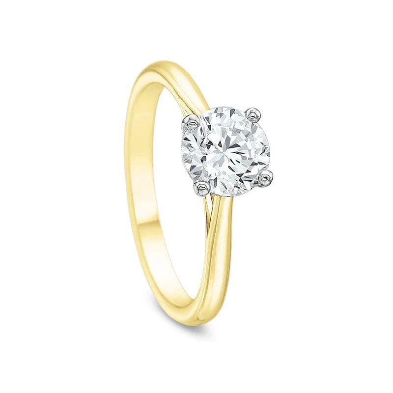 18K Yellow Gold 4 Prong Solitaire Engagement Ring Setting - Image 3