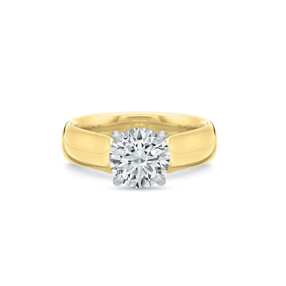 18K Yellow Gold Solitaire Cathedral Mounted Engagement Ring Setting