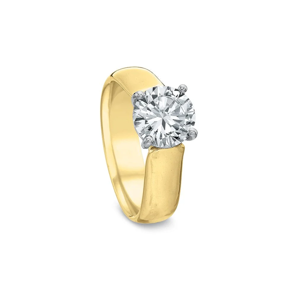 18K Yellow Gold Solitaire Cathedral Mounted Engagement Ring Setting - Image 2