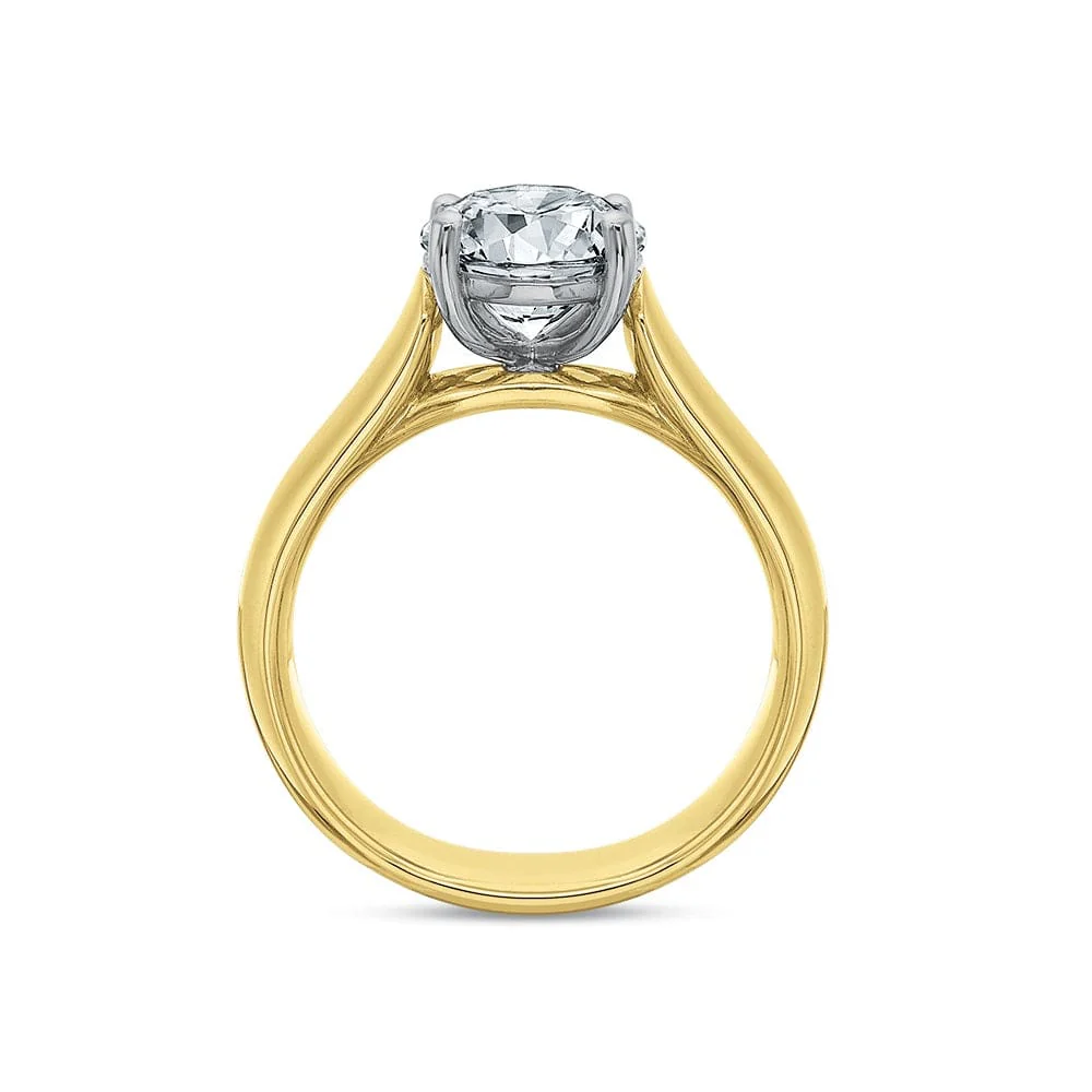 18K Yellow Gold Solitaire Cathedral Mounted Engagement Ring Setting - Image 3