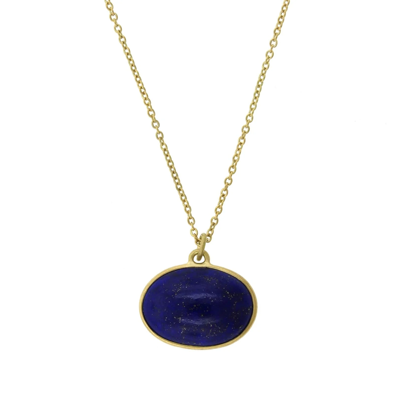 18K Yellow Gold Oval Lapis Pendant