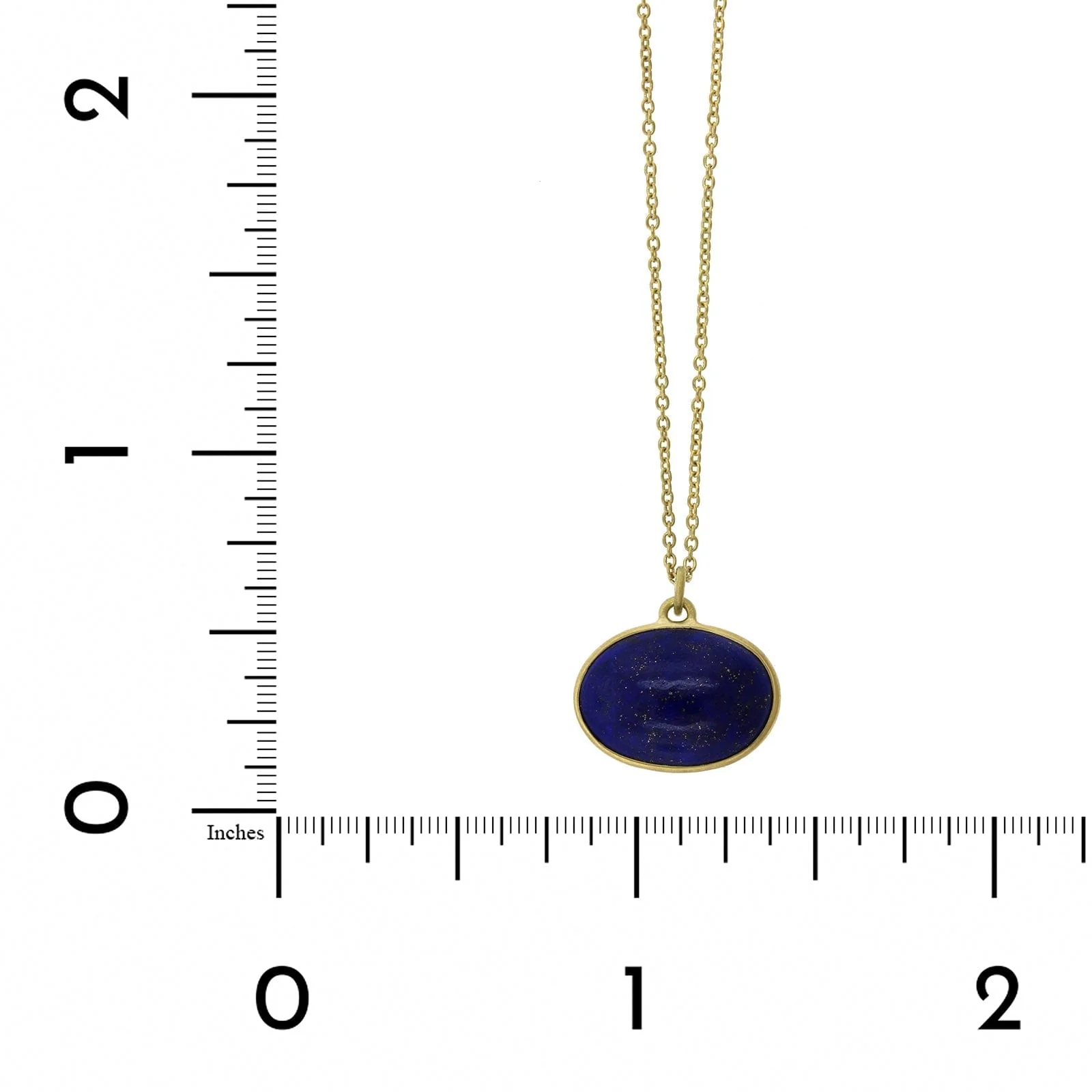 18K Yellow Gold Oval Lapis Pendant - Image 3