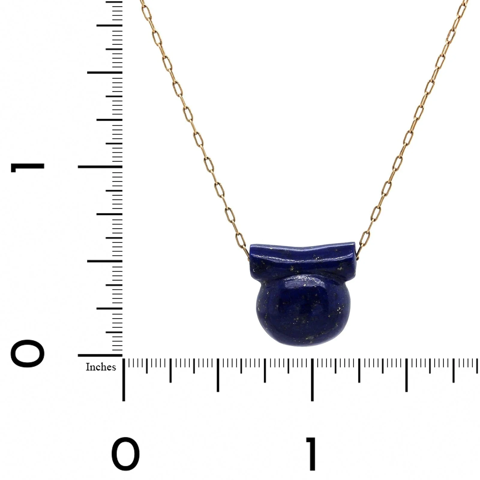 14K Yellow Gold Lapis Etruscan Bead Pendant - Image 3