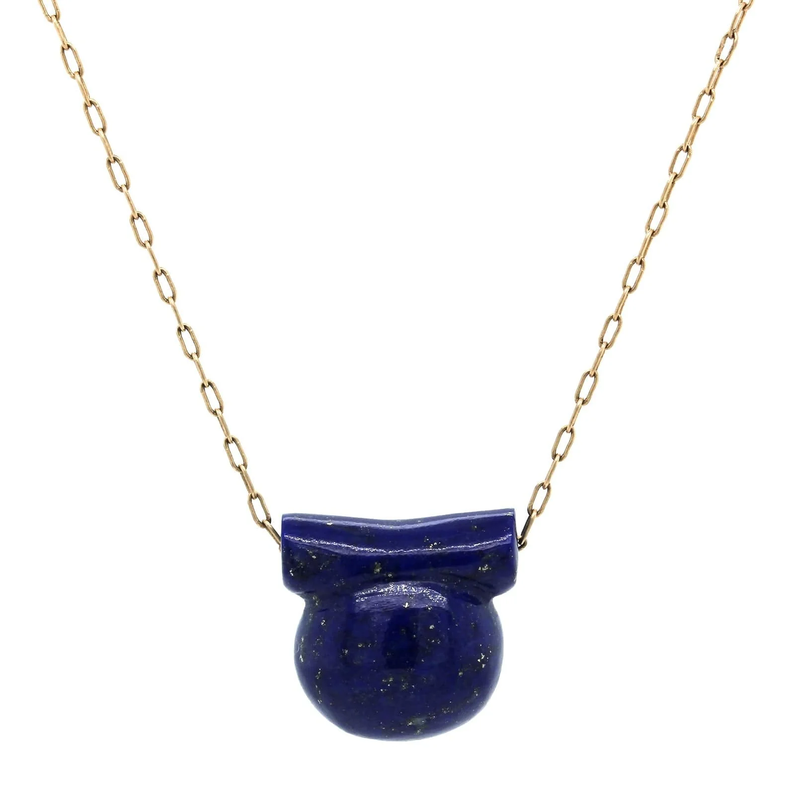 14K Yellow Gold Lapis Etruscan Bead Pendant - Image 4