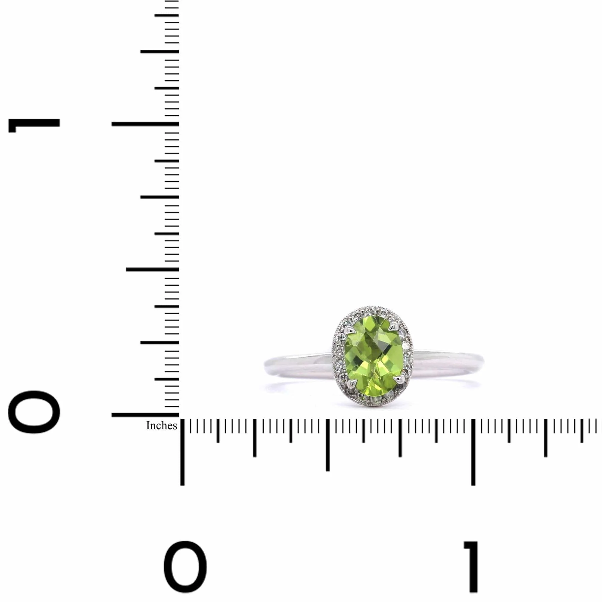 14K White Gold Peridot Diamond Halo Ring - Image 3