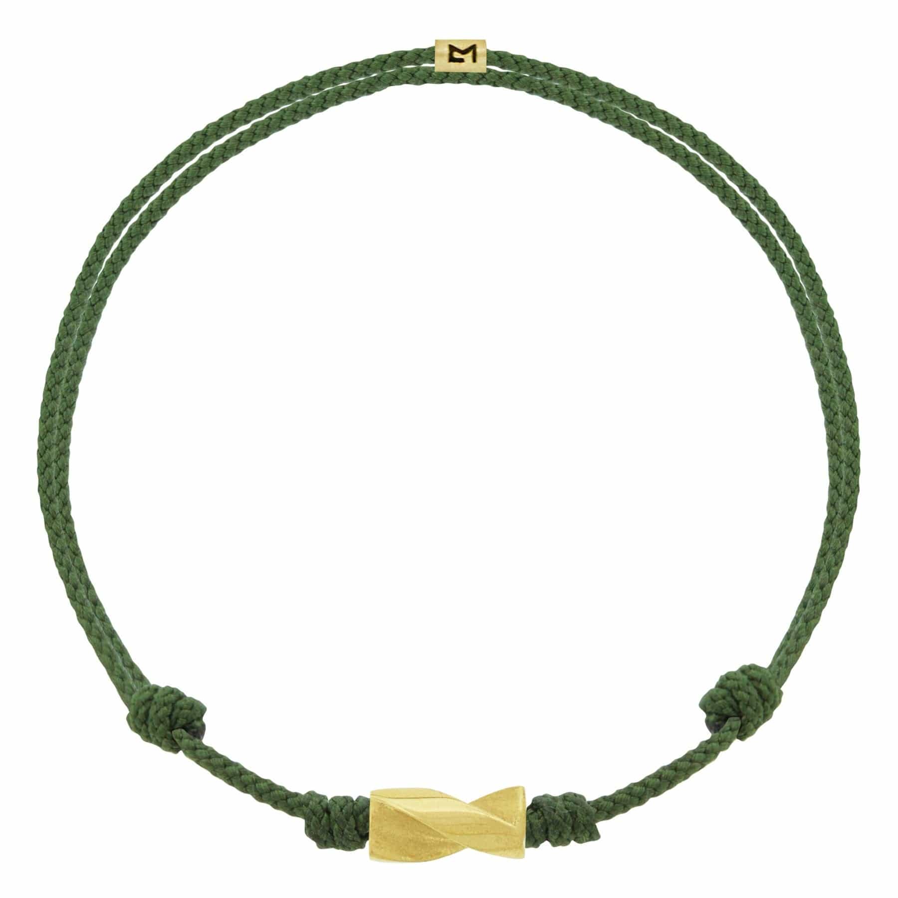 Luis Morais 14K Yellow Gold Drill Bit and Pine Cord Bracelet