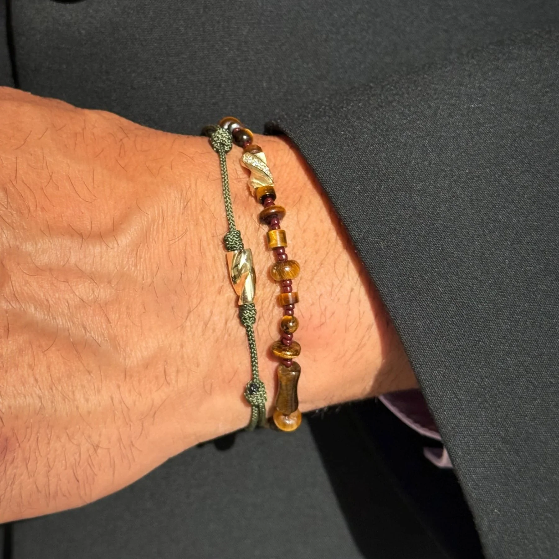Luis Morais 14K Yellow Gold Drill Bit and Pine Cord Bracelet - Image 2