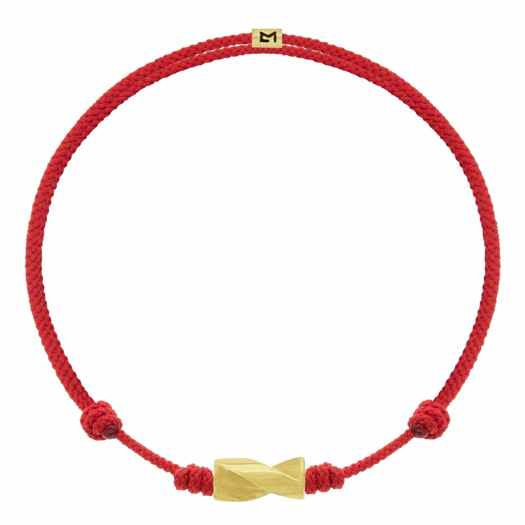 Luis Morais 14K Yellow Gold Drill Bit and Red Cord Bracelet