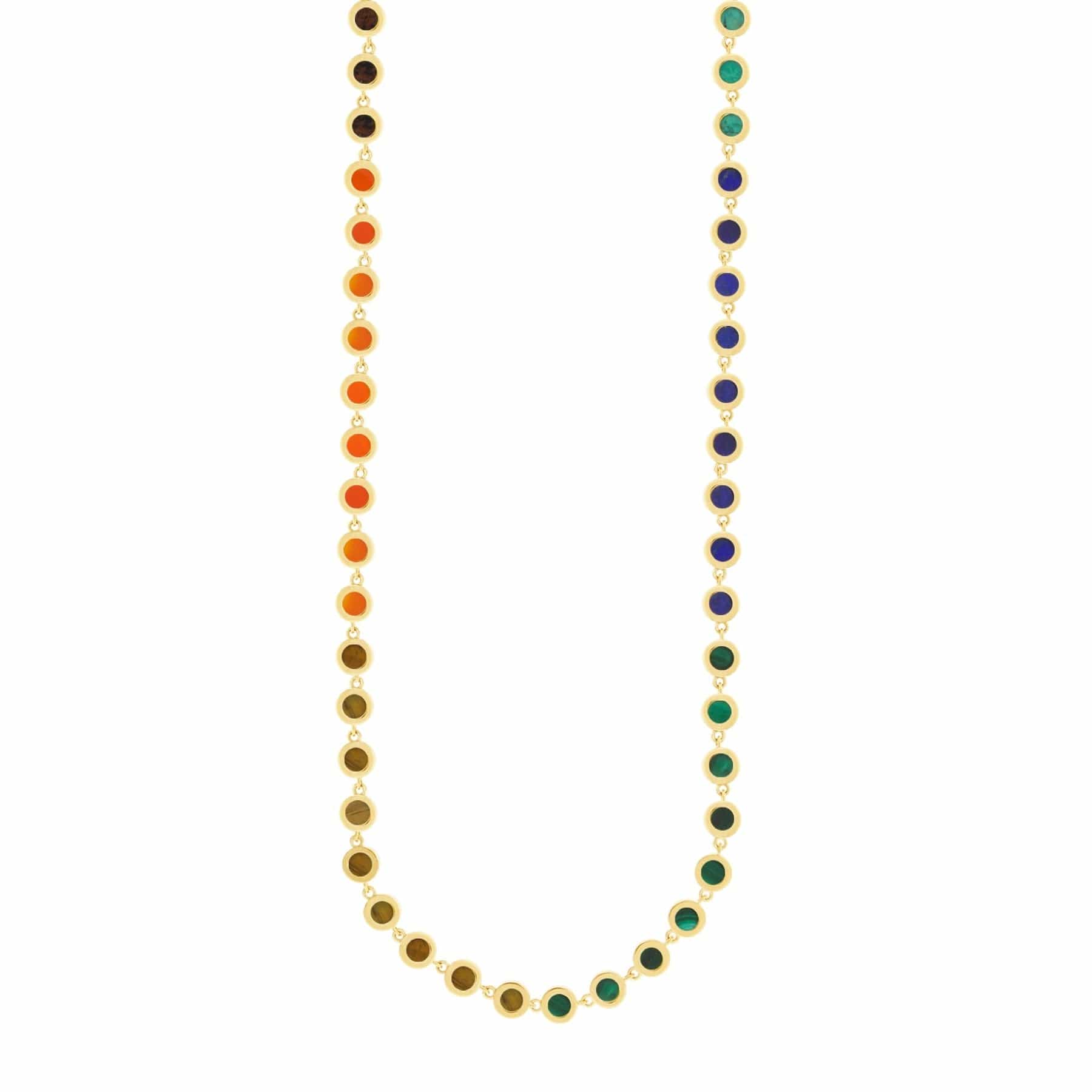 Luis Morais 14K Yellow Gold Multi Gemstone Link Necklace