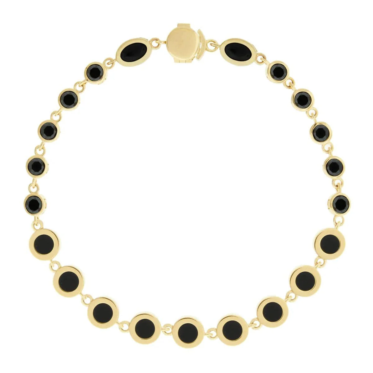 Luis Morais 14K Yellow Gold Round Black Diamond and Onyx Bracelet