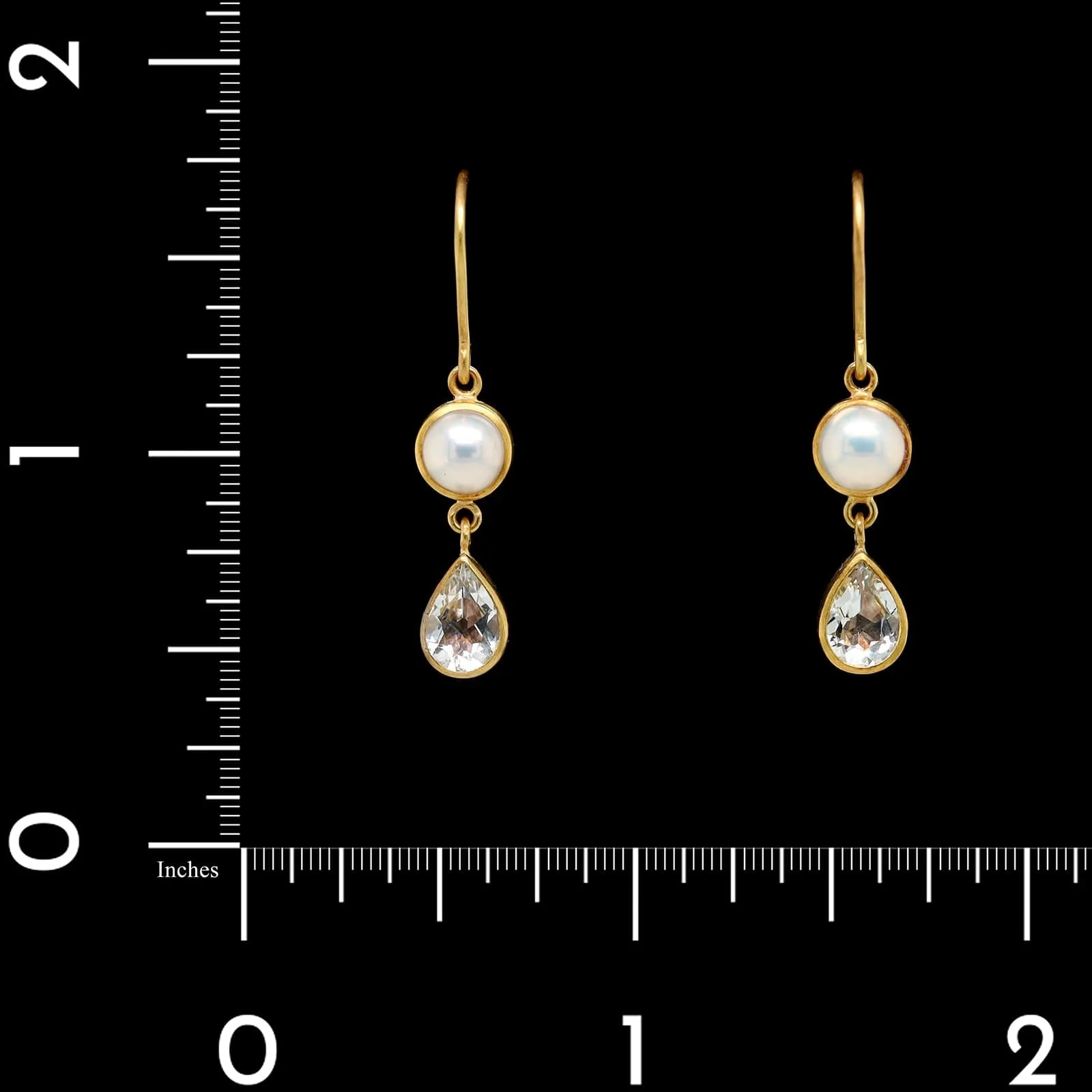 Mallary Marks 22K Yellow Gold Estate Pearl and White Topaz Earrings - Image 2