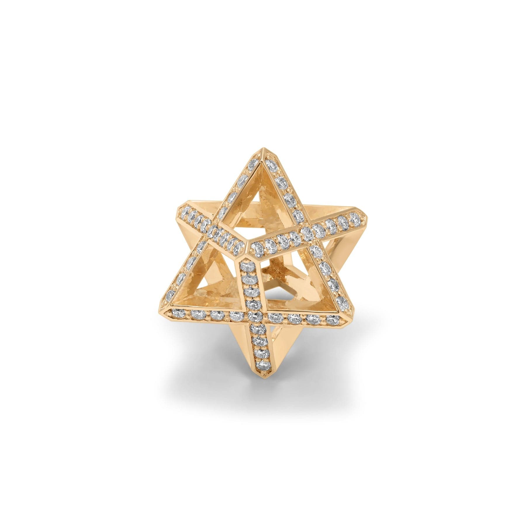 Maor 18K Yellow Gold Celestial Merkabah Pave Diamond Pendant Necklace - Image 3