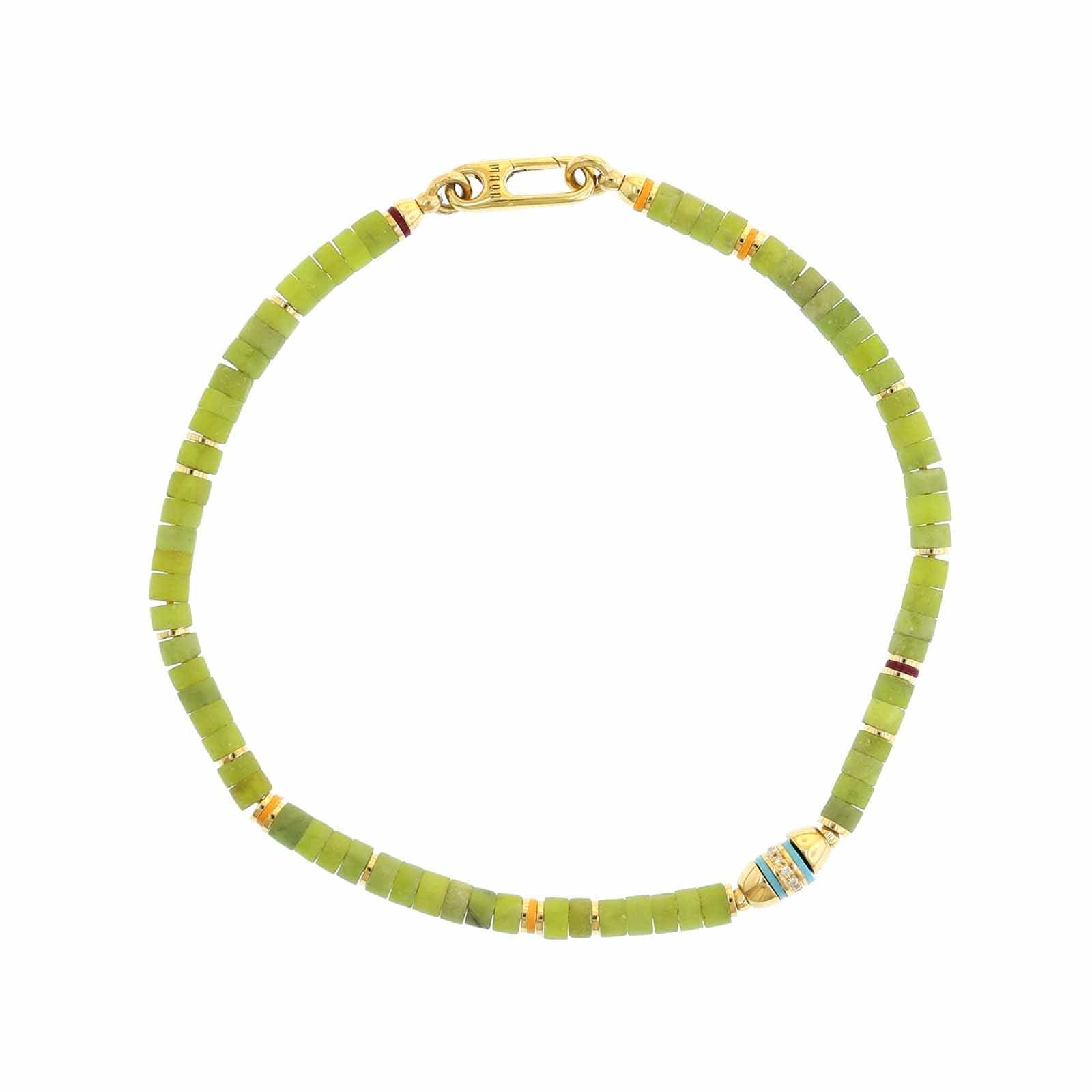 Maor 18K Yellow Gold Diamond and Green Jade Cherish Bracelet