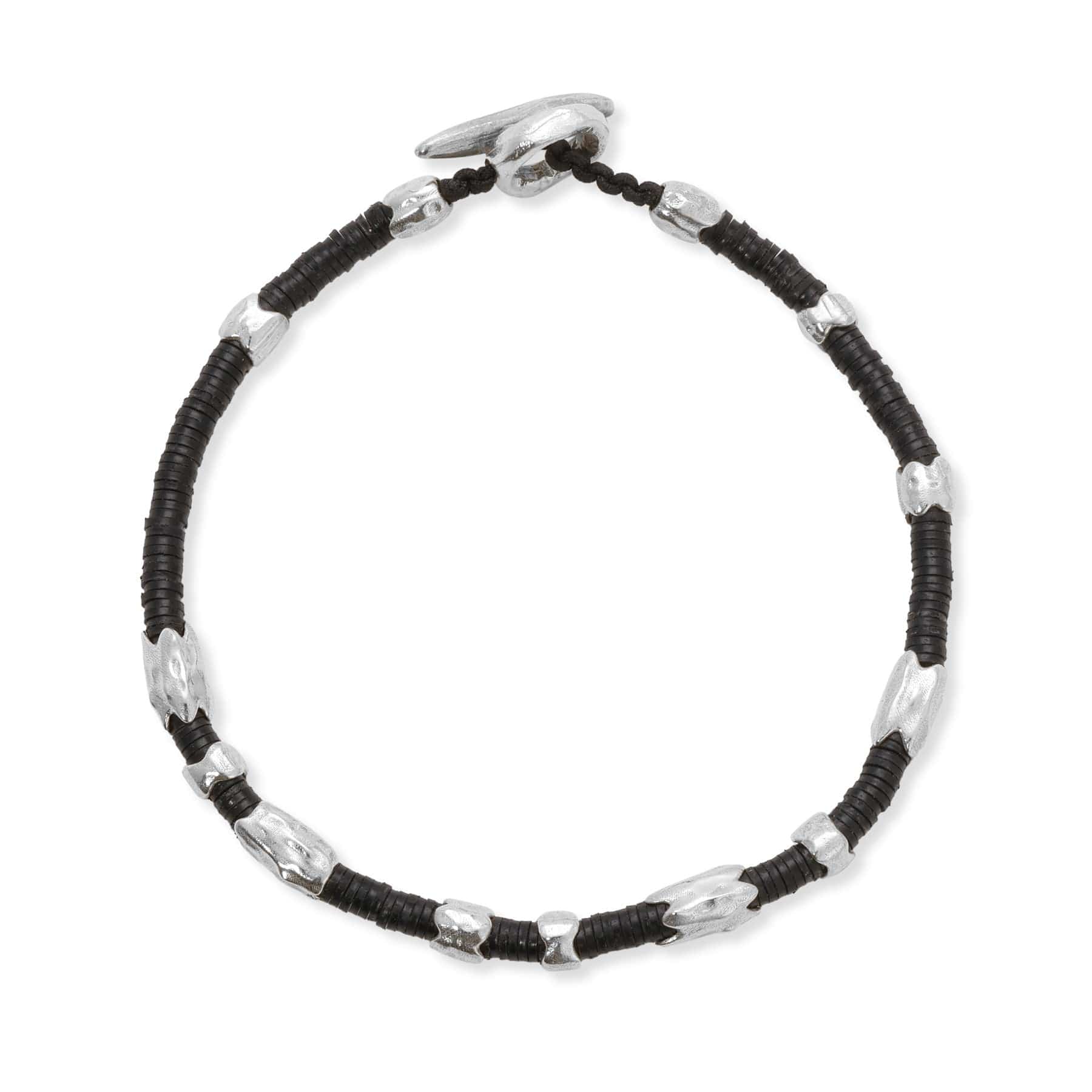 Maor Sterling Silver Black African Bead Dryp Bracelet - Image 2