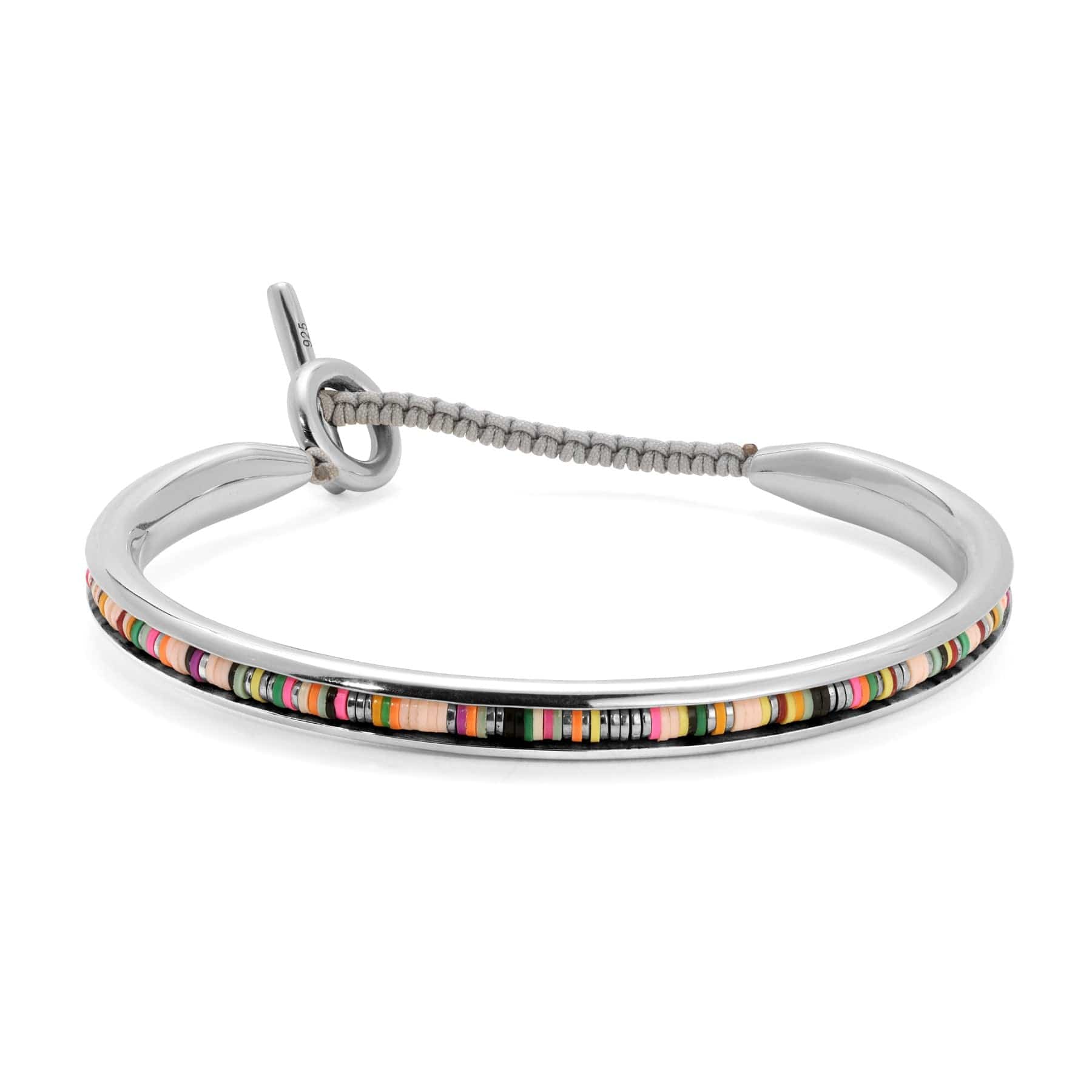Maor Sterling Silver Pink African Tunal Round Cuff Bracelet