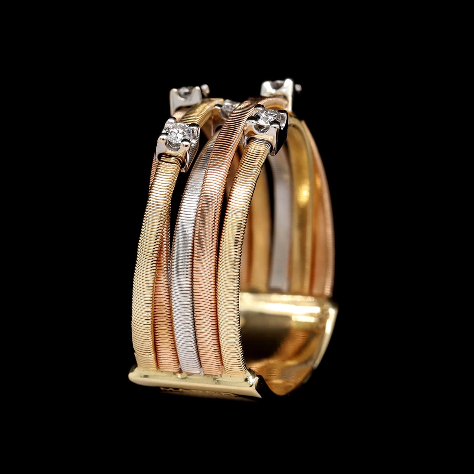 Marco Bicego 18K Tri-color Gold Estate Diamond Ring - Image 3