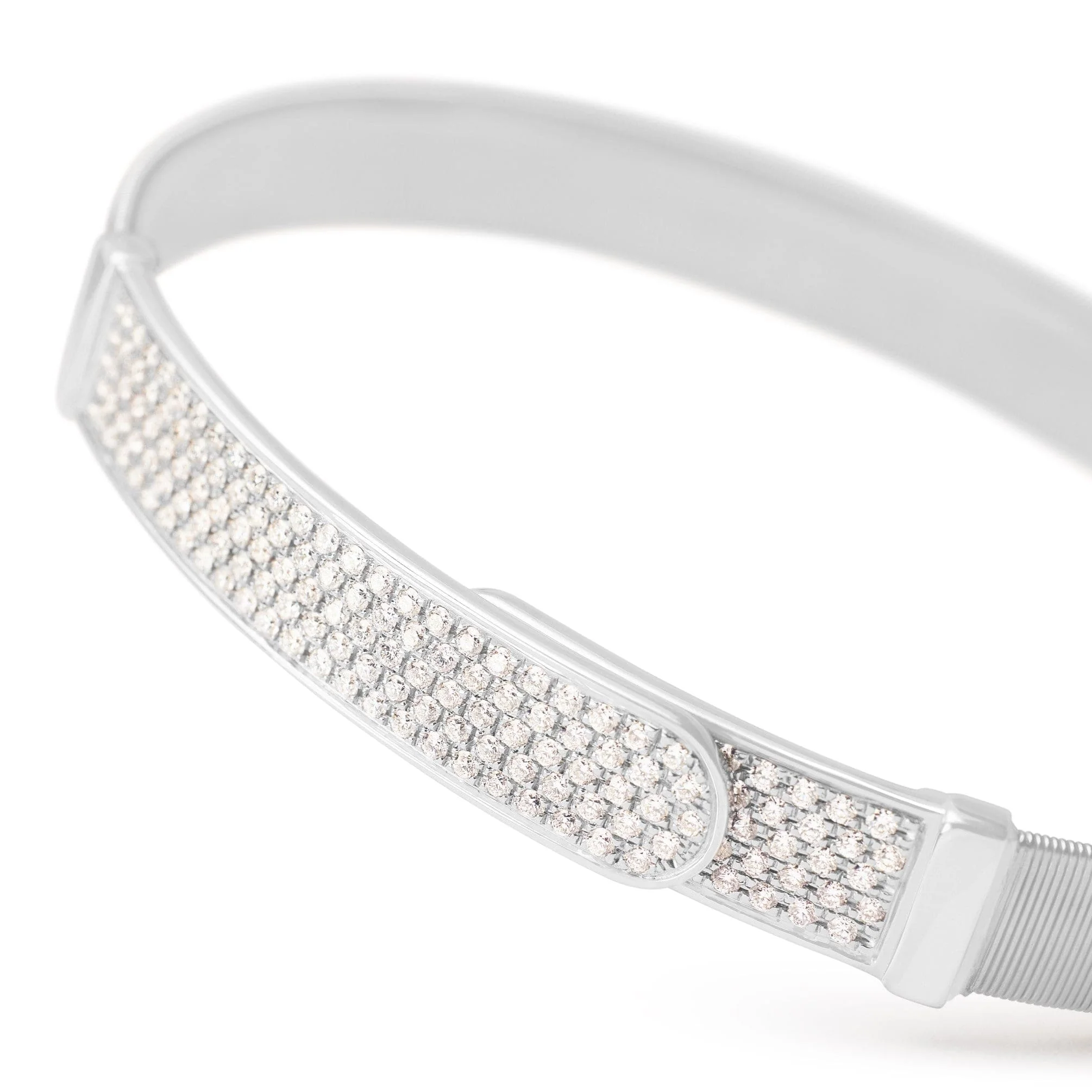 Marco Bicego 18K White Gold Masai Diamond Bangle Bracelet - Image 2