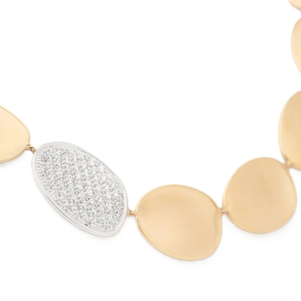 Marco Bicego 18K Yellow and White Gold Lunaria Diamond Leaf Necklace - Image 2