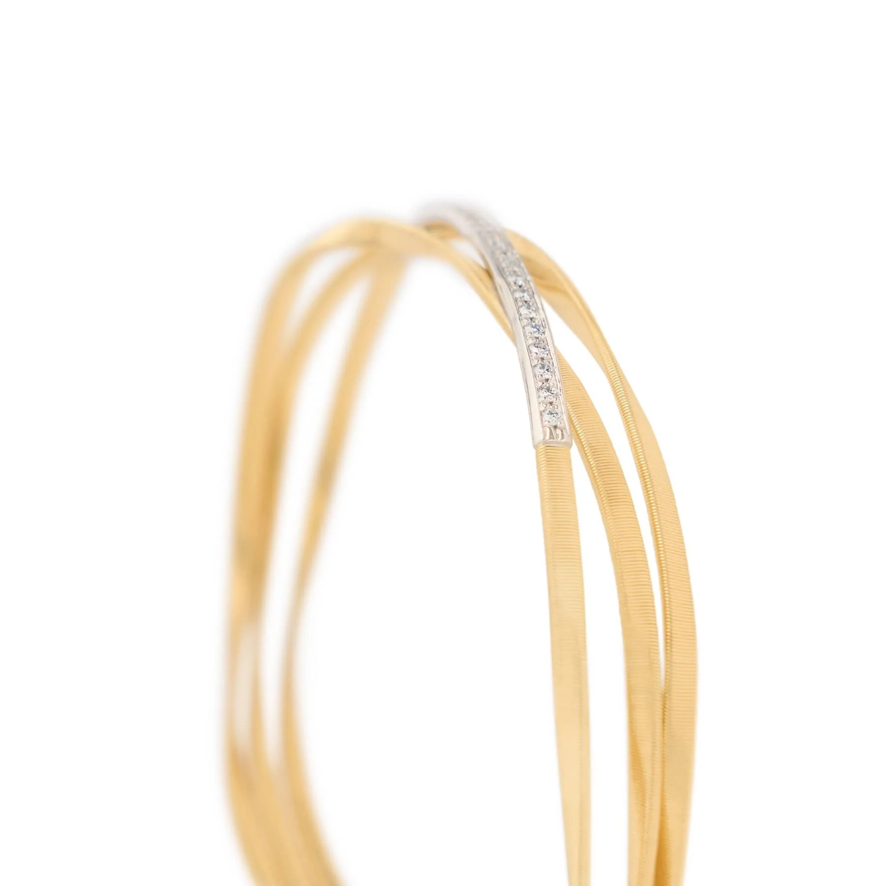 Marco Bicego 18K Yellow and White Gold Marrakech 3 Strand Diamond Coil Bracelet - Image 2