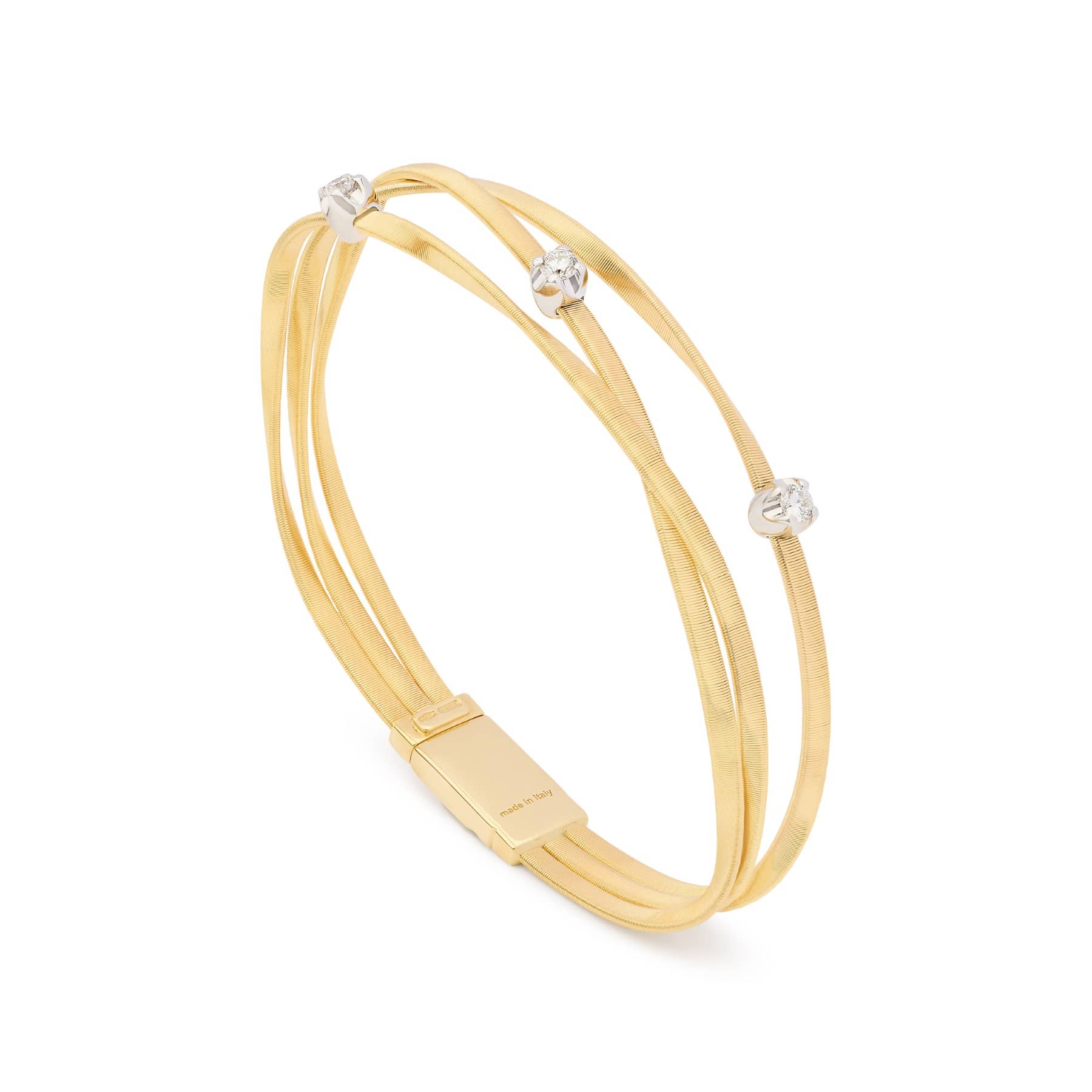Marco Bicego 18K Yellow and White Gold Marrakech 3 Strand Diamond Coil Bracelet