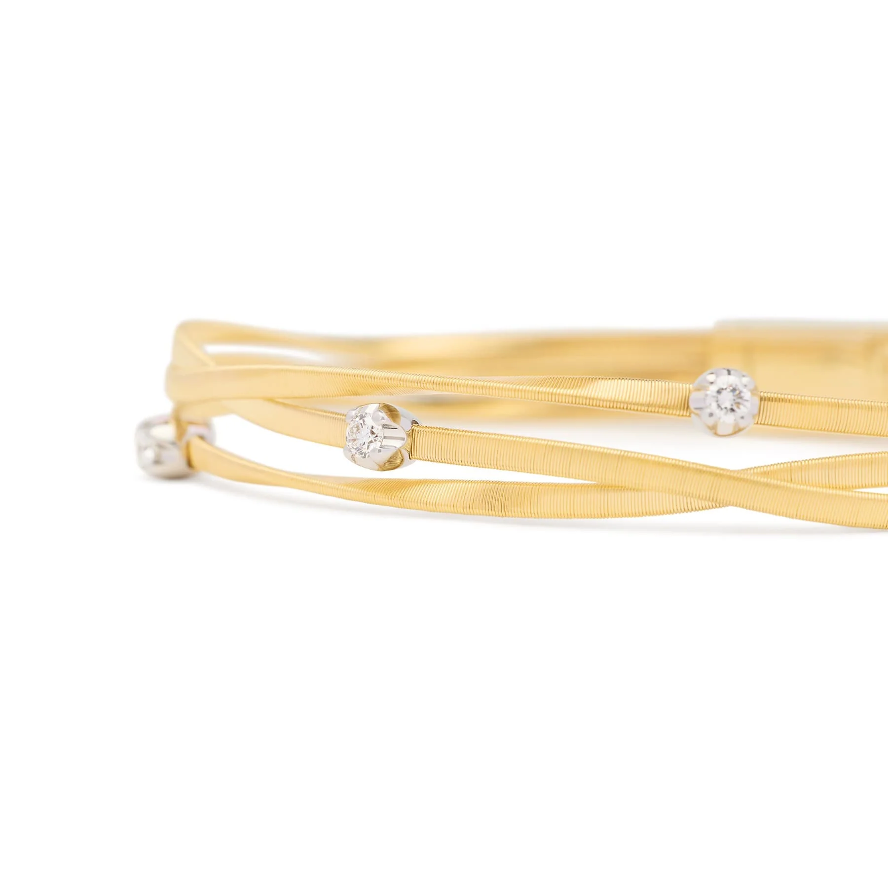 Marco Bicego 18K Yellow and White Gold Marrakech 3 Strand Diamond Coil Bracelet - Image 2