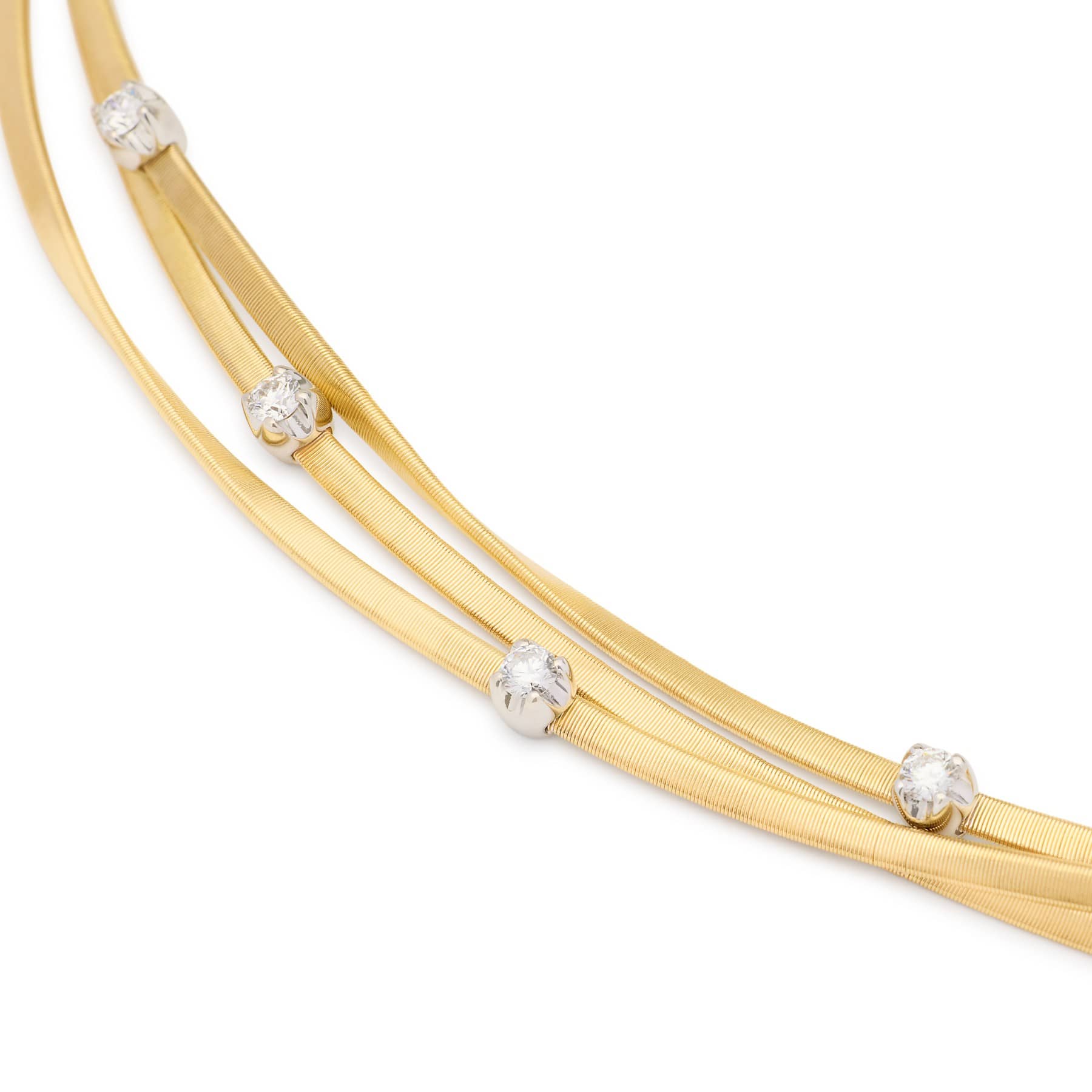 Marco Bicego 18K Yellow and White Gold Marrakech 3 Strand Diamond Necklace - Image 2