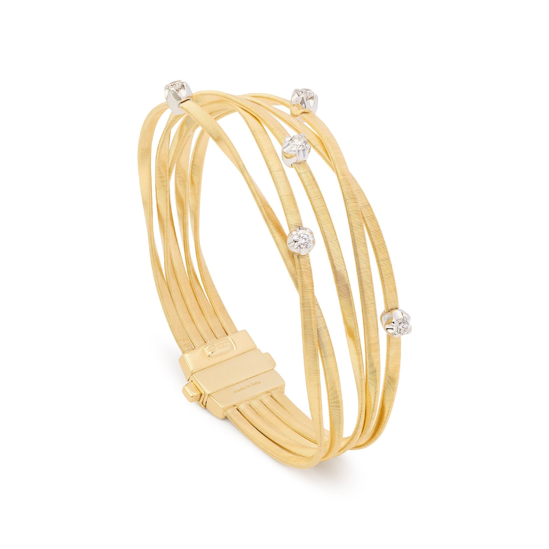 Marco Bicego 18K Yellow and White Gold Marrakech 5 Strand Diamond Coil Bracelet