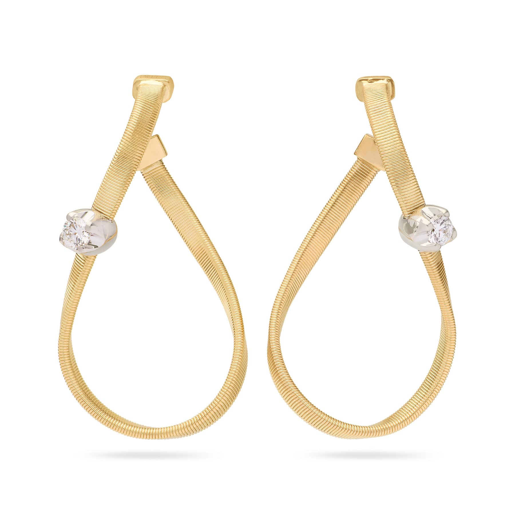 Marco Bicego 18K Yellow and White Gold Marrakech Diamond Coil Hoop Earrings