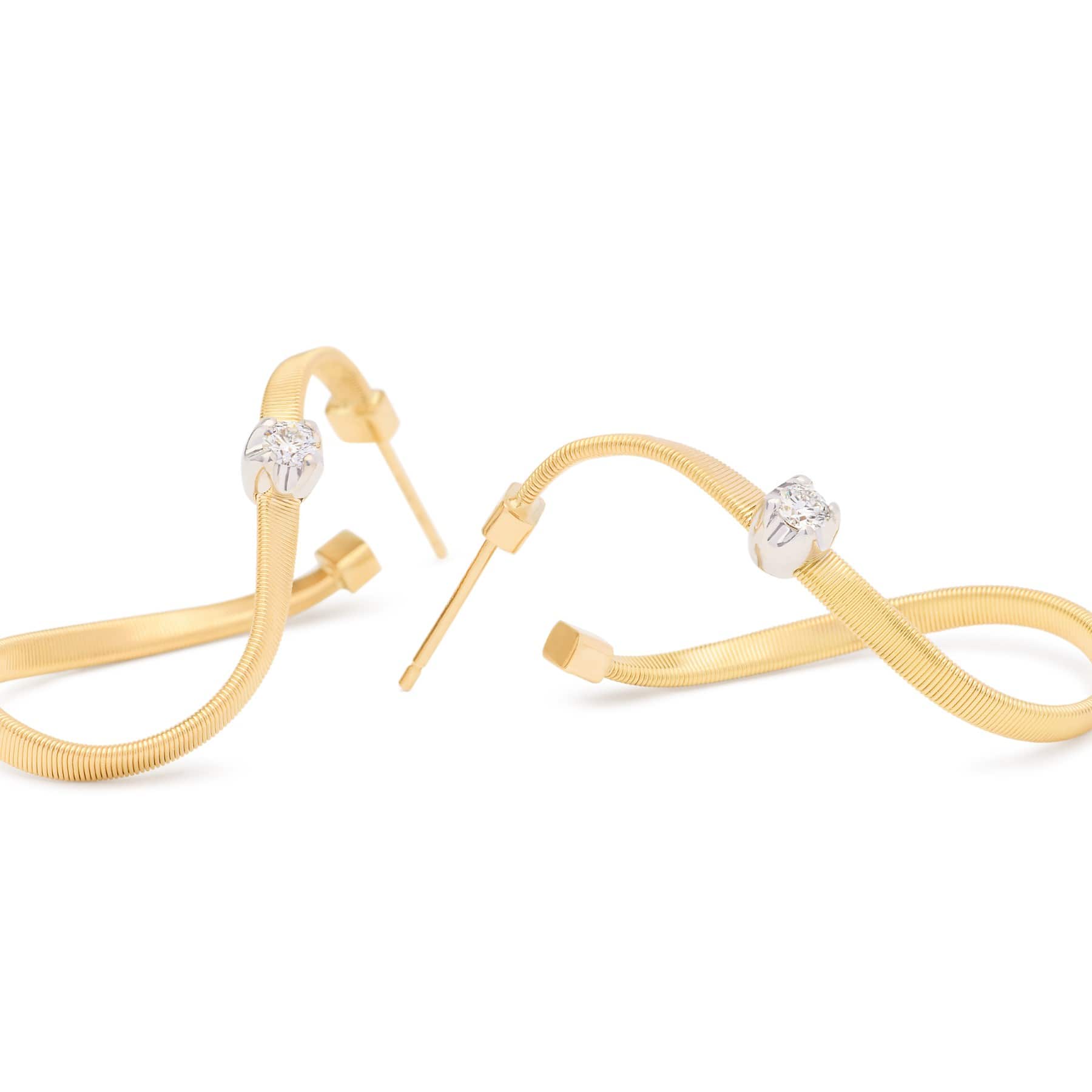 Marco Bicego 18K Yellow and White Gold Marrakech Diamond Coil Hoop Earrings - Image 2