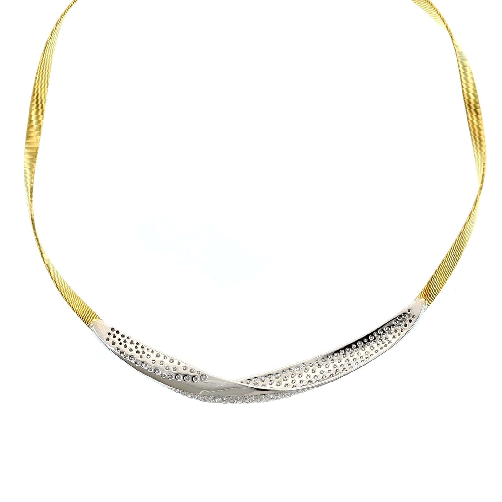Marco Bicego 18K Yellow and White Gold Marrakech Pave Diamond Necklace - Image 2