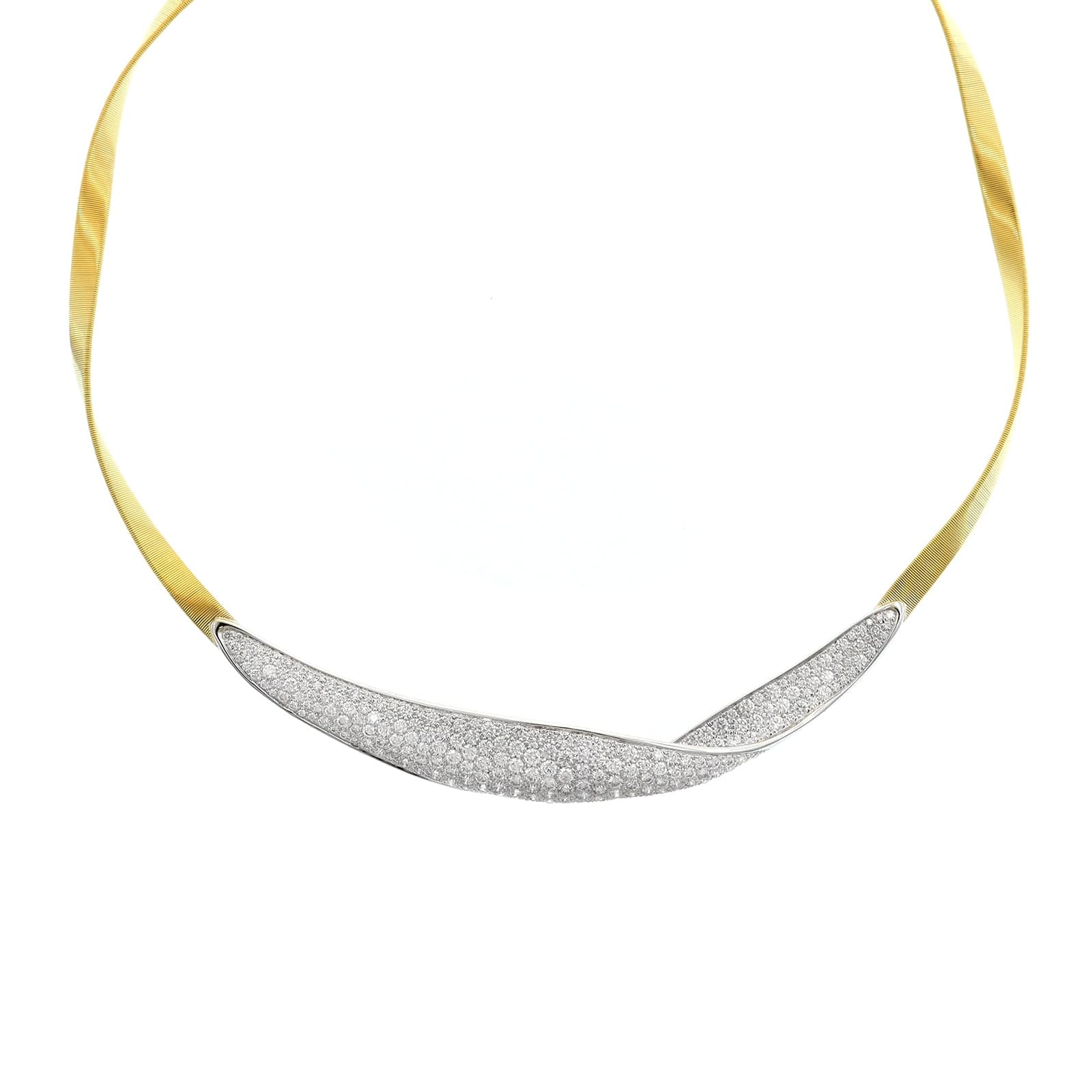 Marco Bicego 18K Yellow and White Gold Marrakech Pave Diamond Necklace - Image 5