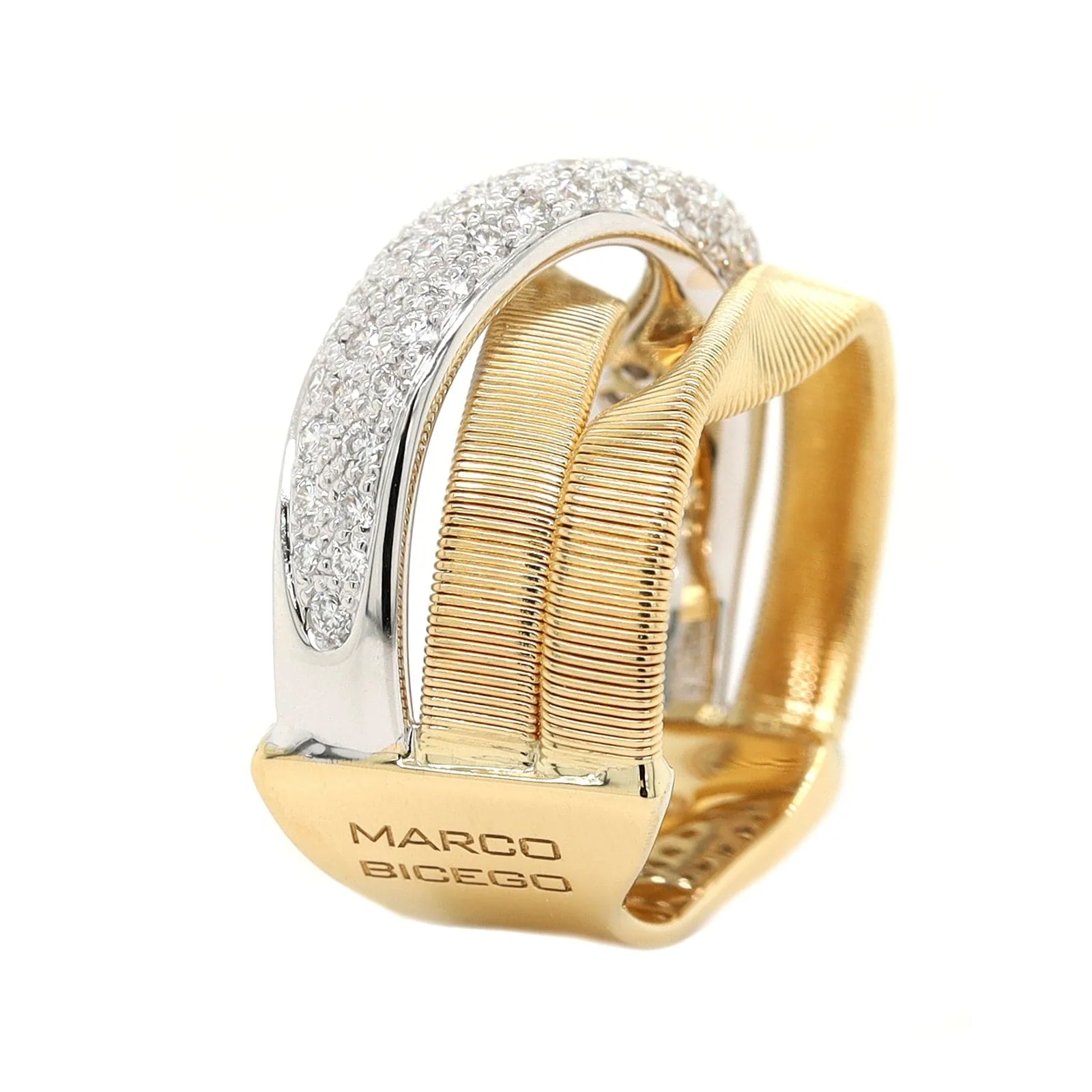 Marco Bicego 18K Yellow and White Gold Marrakech Pave Diamond Ring - Image 2