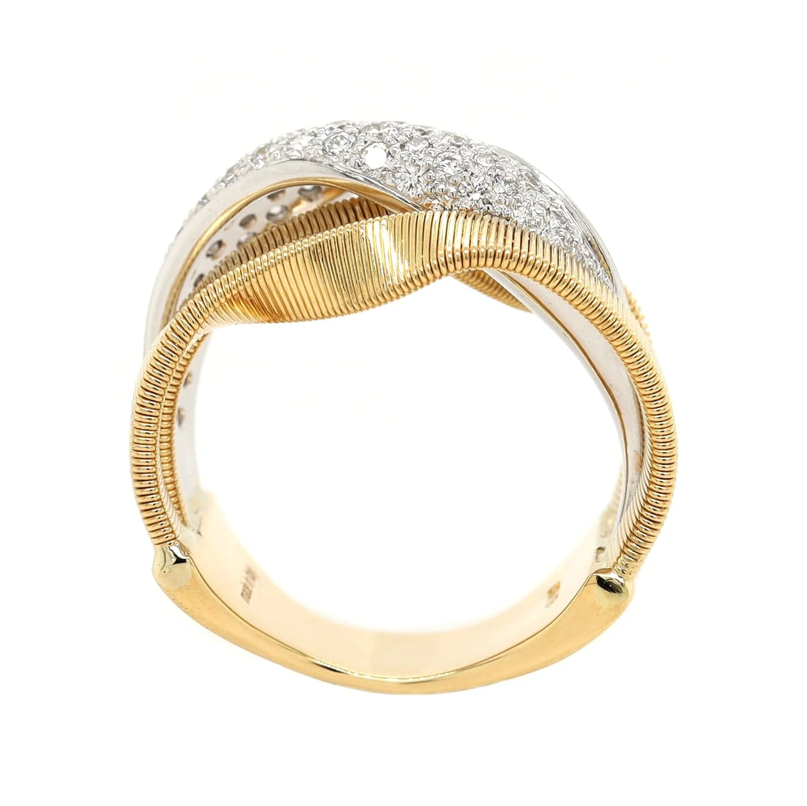 Marco Bicego 18K Yellow and White Gold Marrakech Pave Diamond Ring - Image 3