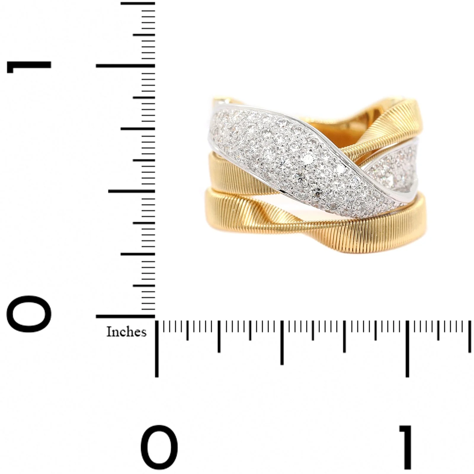 Marco Bicego 18K Yellow and White Gold Marrakech Pave Diamond Ring - Image 4