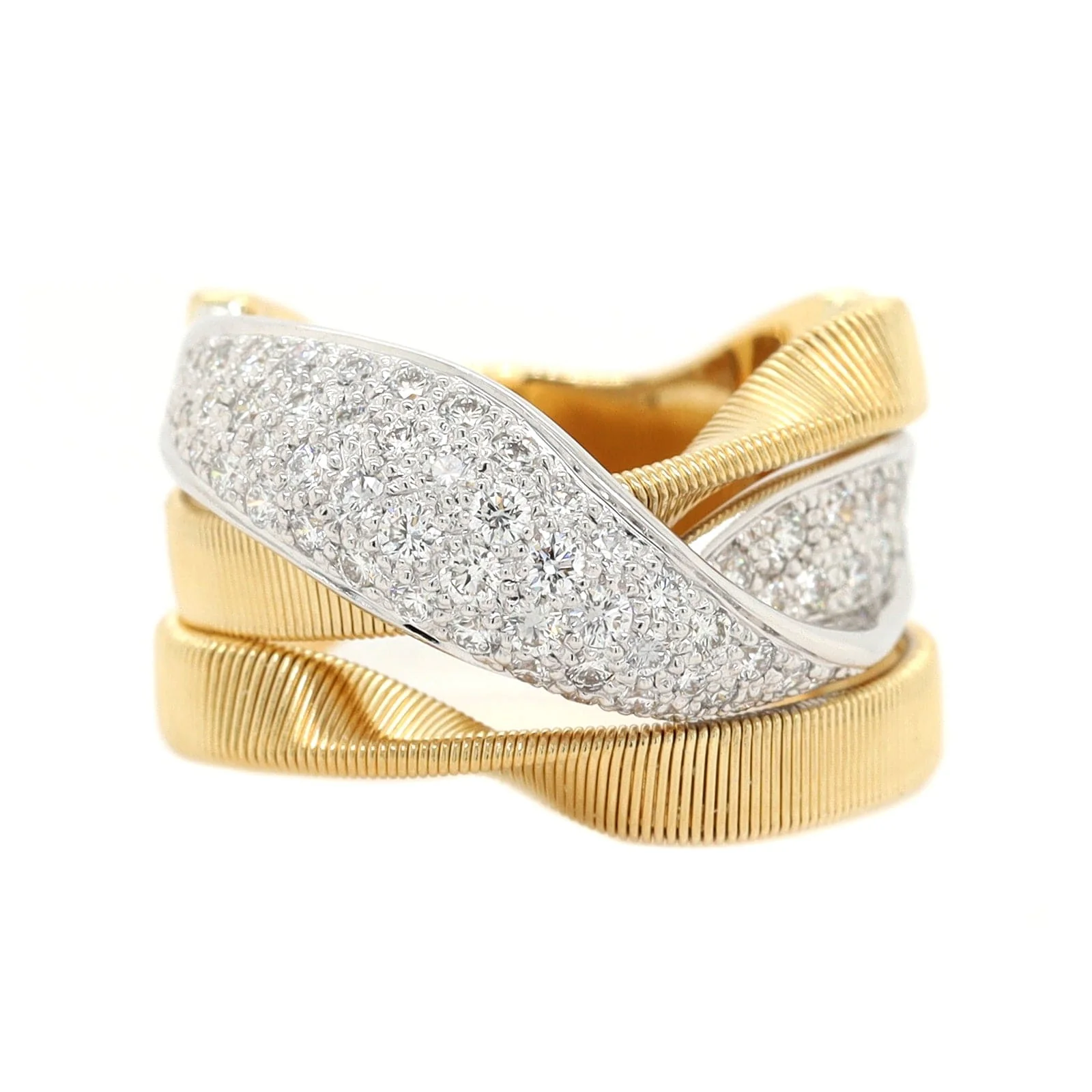 Marco Bicego 18K Yellow and White Gold Marrakech Pave Diamond Ring - Image 5
