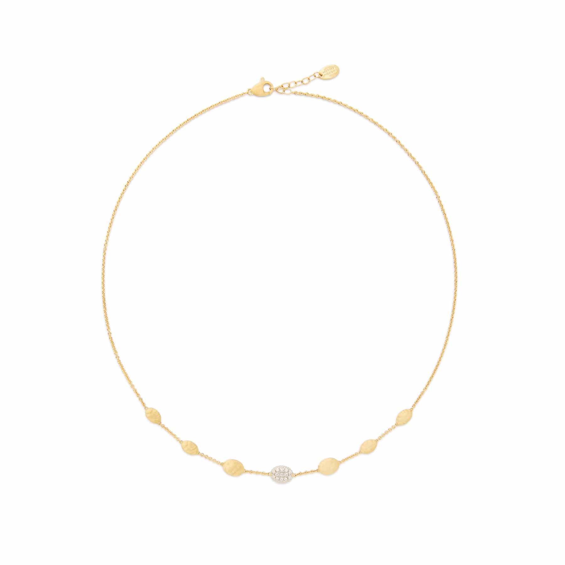 Marco Bicego 18K Yellow and White Gold Siviglia Small Diamond Bean Necklace