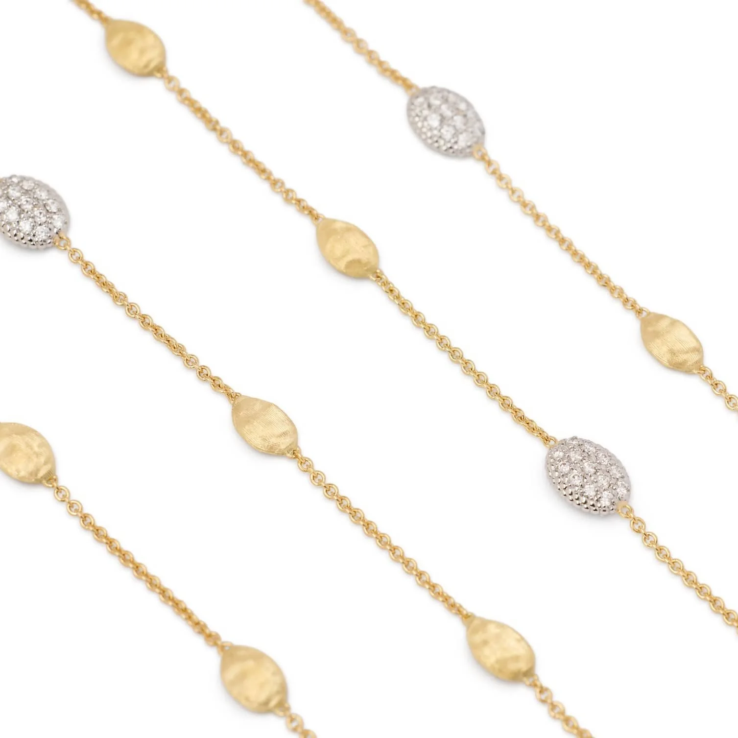 Marco Bicego 18K Yellow and White Gold Siviglia Small Diamond Bean Necklace - Image 2