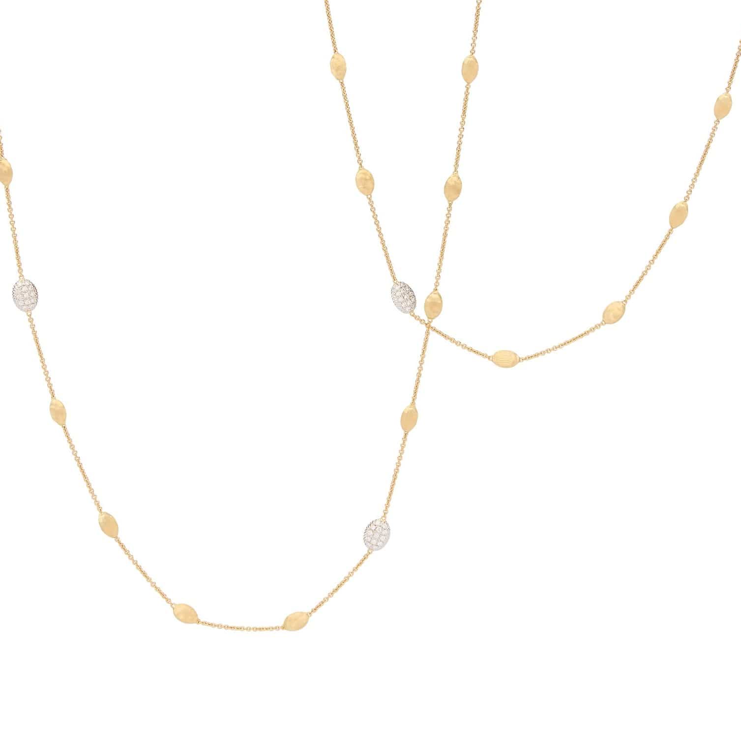 Marco Bicego 18K Yellow and White Gold Siviglia Small Diamond Bean Necklace - Image 3