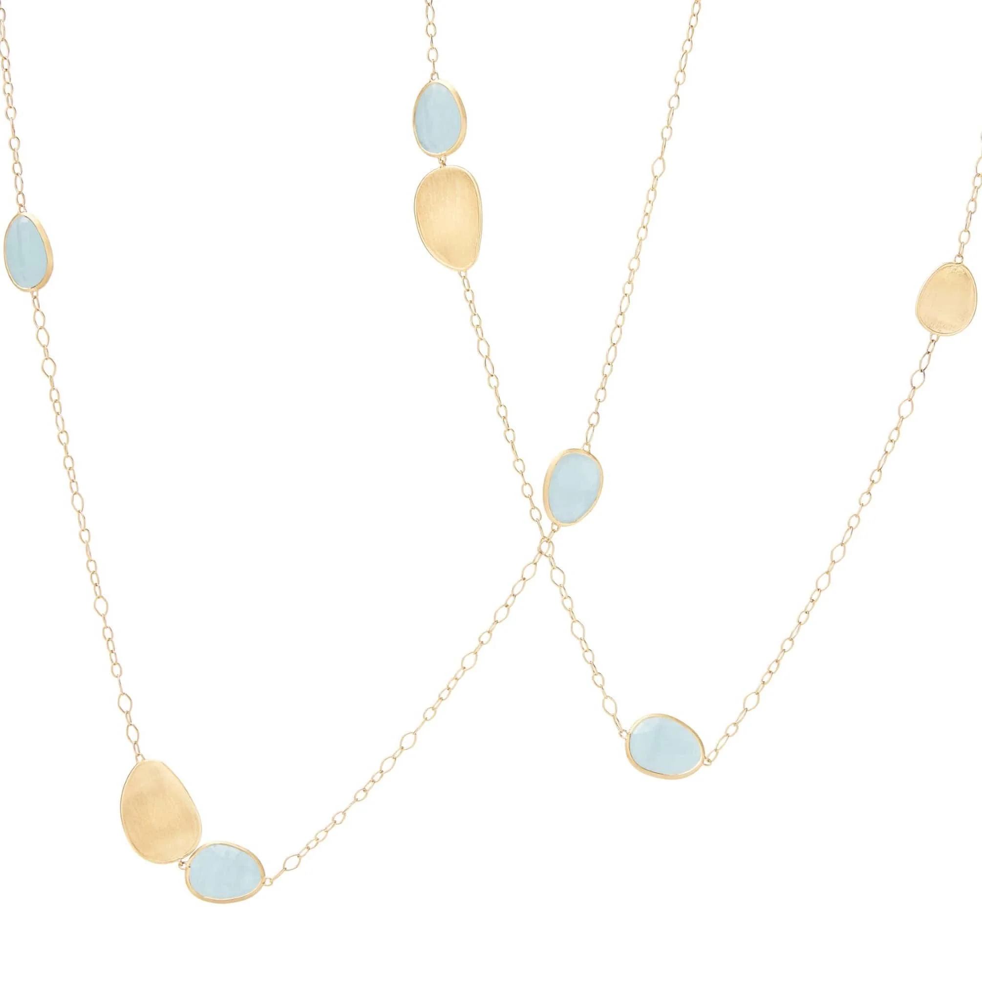 Marco Bicego 18K Yellow Gold Aquamarine Lunaria Long Necklace - Image 2