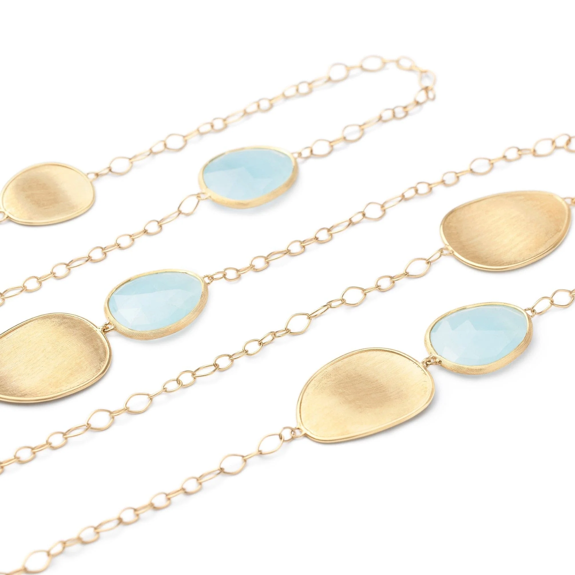 Marco Bicego 18K Yellow Gold Aquamarine Lunaria Long Necklace - Image 3