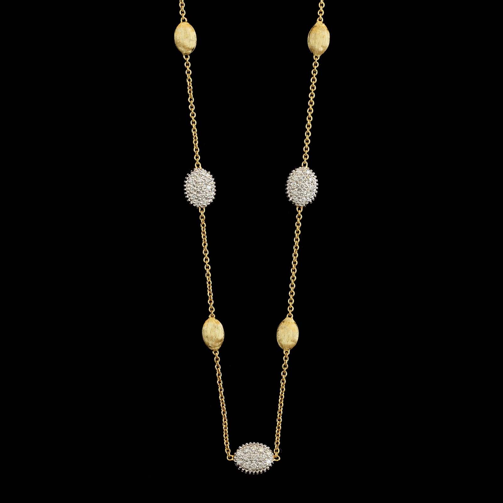 Marco Bicego 18K Yellow Gold Estate Diamond Siviglia Bean Necklace