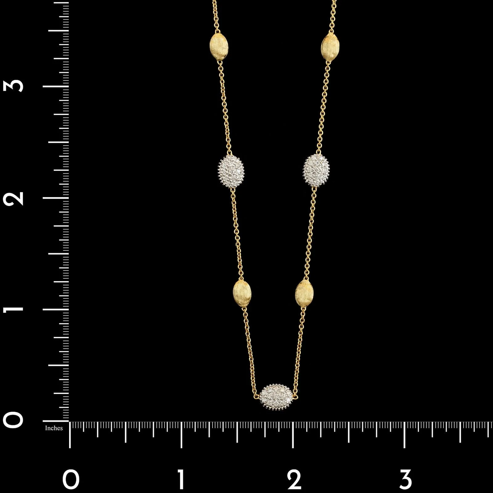 Marco Bicego 18K Yellow Gold Estate Diamond Siviglia Bean Necklace - Image 3
