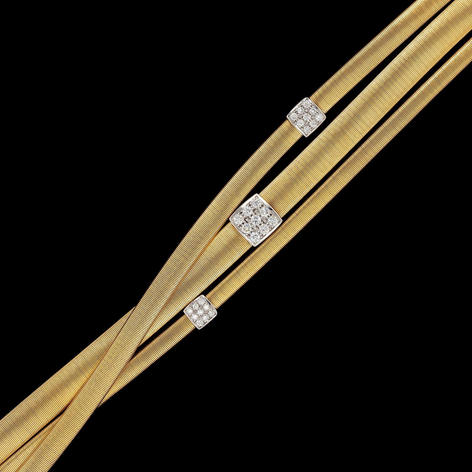 Marco Bicego 18K Yellow Gold Estate Diamond Three Strand Mixed Coil Bracelet - Image 2