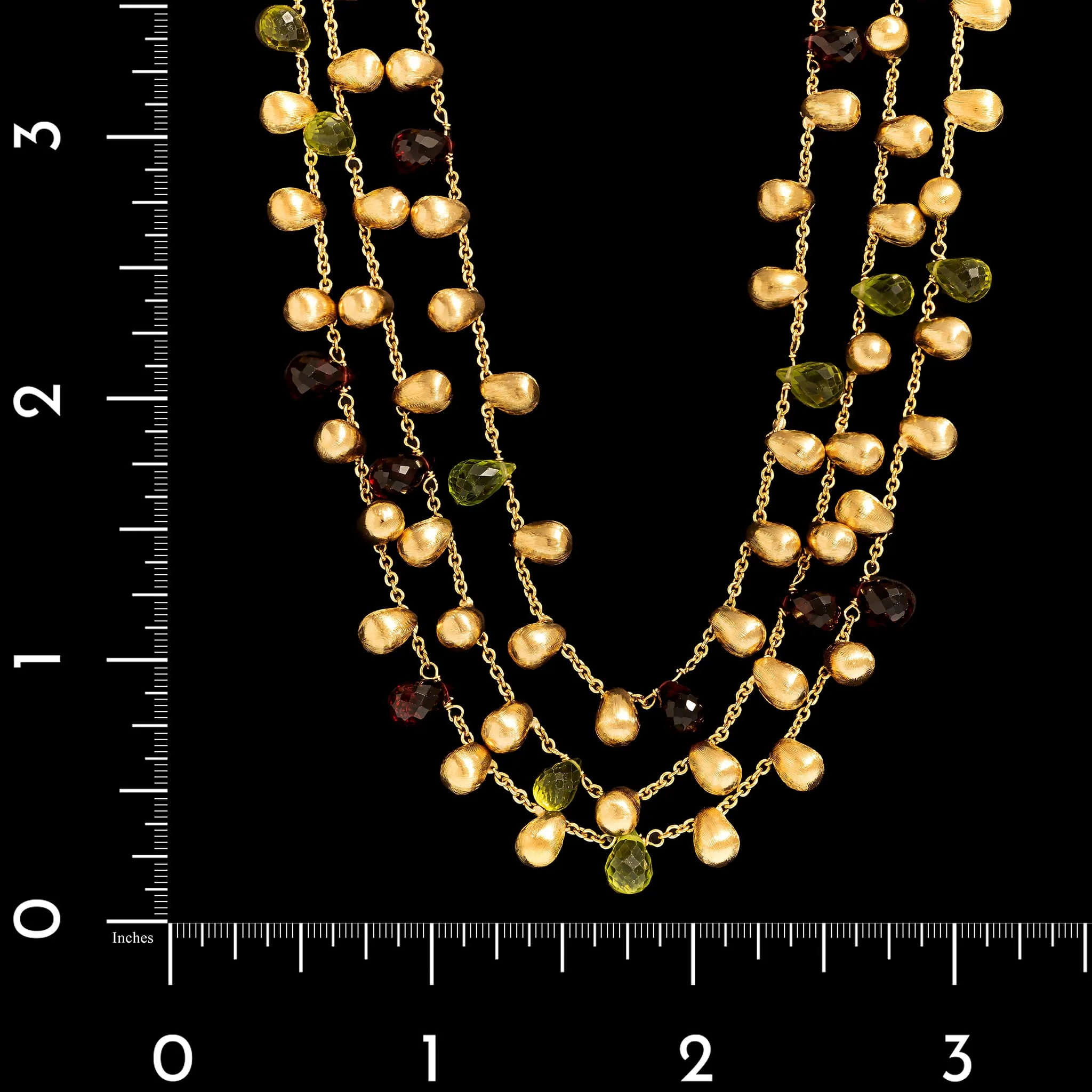 Marco Bicego 18K Yellow Gold Estate Gemstone Alcapulco Three Row Necklace - Image 3