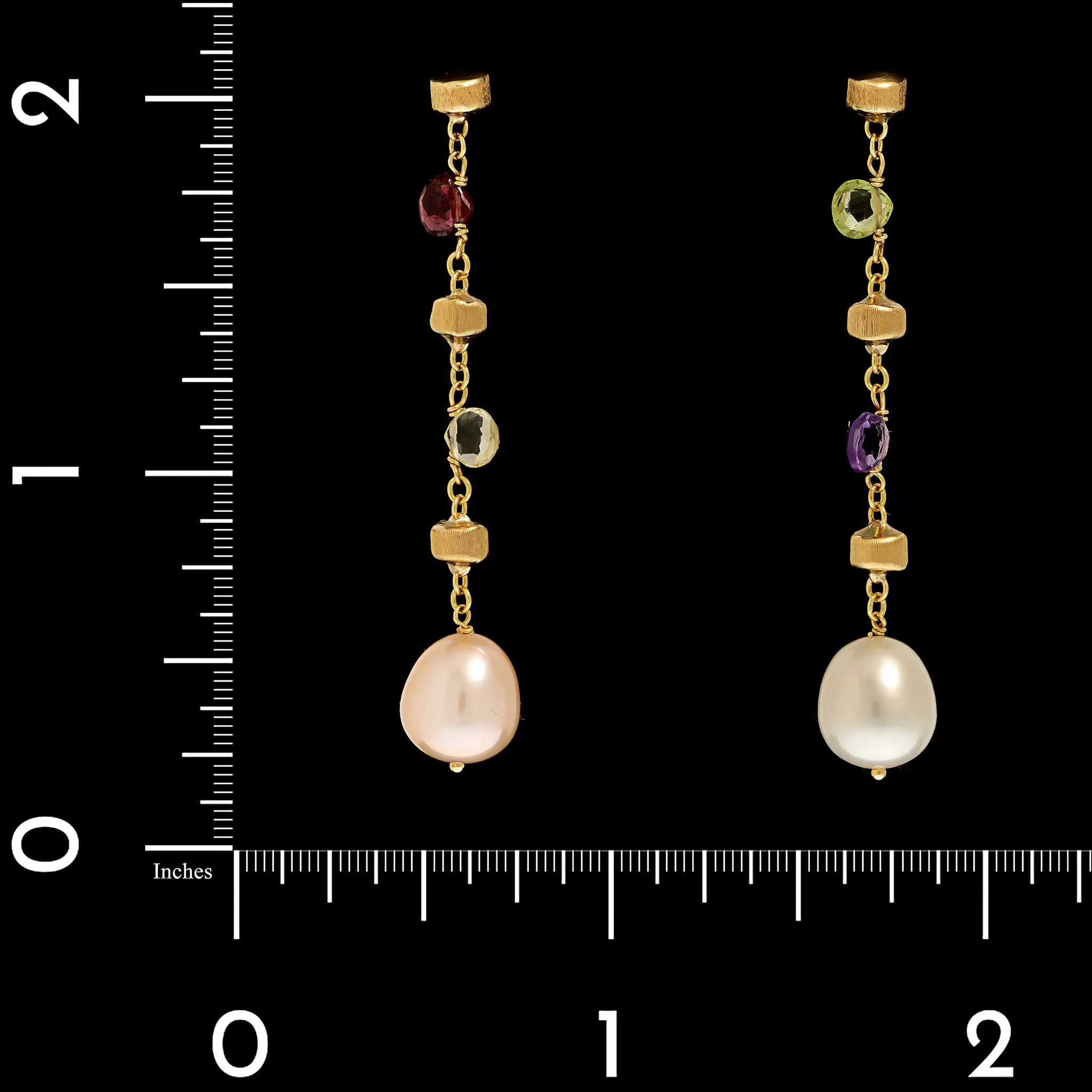 Marco Bicego 18K Yellow Gold Estate Paradise Pearl and Gemstone Earrings - Image 2